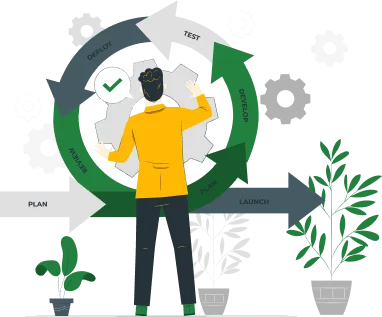cartoon rendering of business cycle